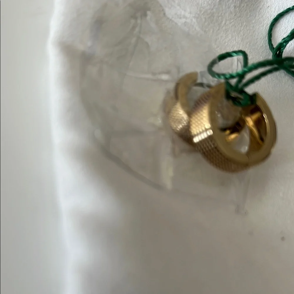 LACOSTE Gold STENCIL Classic Hoop Earrings STAINLESS STEEL GOLD BRAND NEW - Picture 2 of 5